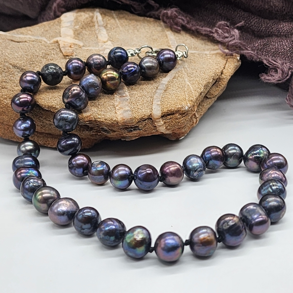 Unique Vintage Jewelry Natural Pearls Irregular Black Tahitian Pearl - Picture 9 of 12